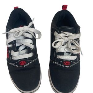 Heelys kids shoes/skates youth size 3 black with red embroidery EUC